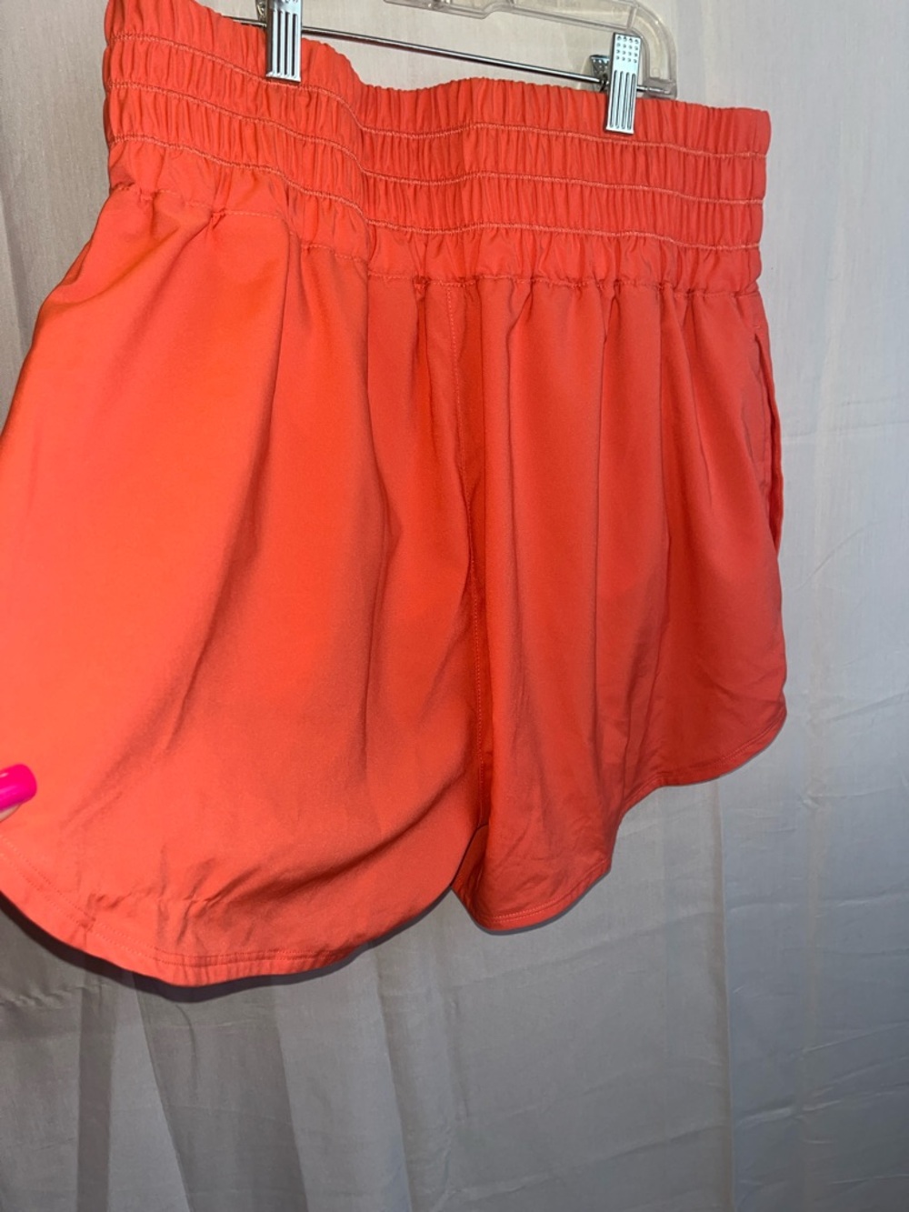 Nike Women’s Coral-Red Athletic Shorts with Smocked Waist - Picture 5 of 5